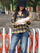 Women Plaid Loose Retro Shirt